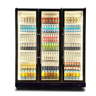 वाणिज्यिक ग्लास दरवाजे ऊर्ध्वाधर बहु प्रकाश पेय शीतलन प्रदर्शन फ्रीजर फ्रिज