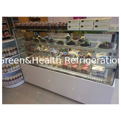 फर्श खड़े बहु शेल्फ दाएं कोण केक रेफ्रिजरेटेड डिस्प्ले फ्रीजर