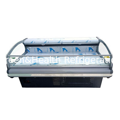 क्षैतिज उच्च-अंत यूरोपीय डिजाइन ताज़ा मांस प्रशीतित भंडारण प्रदर्शन फ्रीजर