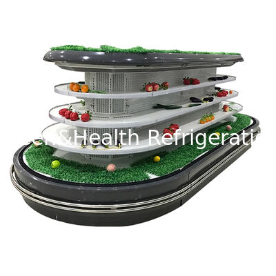 सुपरमार्केट डिस्प्ले के लिए स्वचालित डीफ्रॉस्ट एलईडी प्रकाश और ऊर्जा की बचत के साथ वाणिज्यिक मल्टीडेक ओपन चिलर