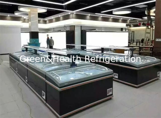 ब्लैक कमर्शियल डिस्प्ले फ्रीजर स्टेटिक कूलिंग सिस्टम शेल्फ एडजस्टेबल