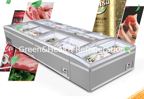 डिजिटल नियंत्रक के साथ बड़े हाई विजन सीफूड डिस्प्ले फ्रीजर