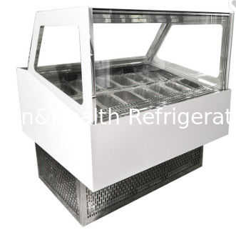 हार्ड आइसक्रीम डिस्प्ले फ्रीजर / पॉप्सिकल बकेट पैन शोकेस गिलाटो कलर स्टील