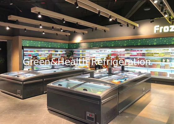 फ्रोजन फूड स्लाइडिंग डोर कमर्शियल डिस्प्ले फ्रीजर कॉम्बो आइलैंड फ्रीजर